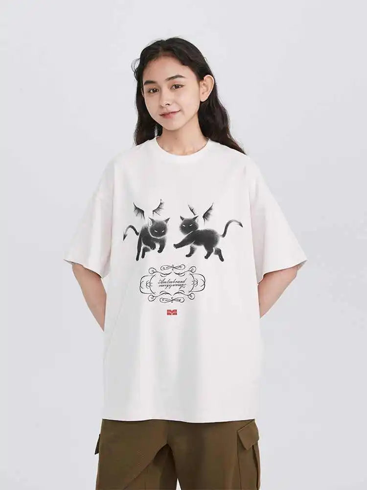 Gothic Anime panel – American Devil Kitten Print T Shirt Men Summer New Retro Har