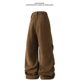 winter mens wide leg straight sweatpants korean fashion warm fleece track pants male casual thermal trousers with long belt unique joggers style 1089