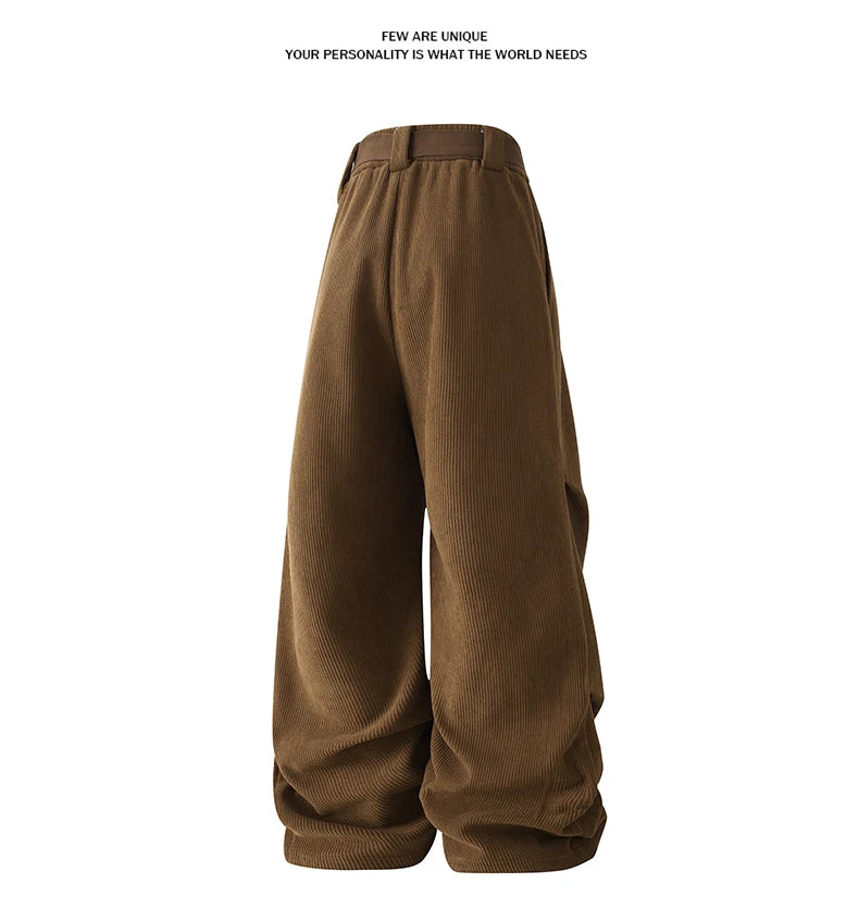 winter mens wide leg straight sweatpants korean fashion warm fleece track pants male casual thermal trousers with long belt unique joggers style 1089