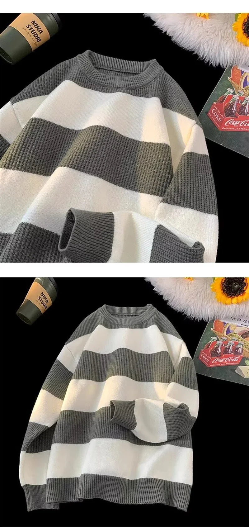 bold fire sweater, layered fit piece, aesthetic soft knit grunge sweater for cozy streetwear