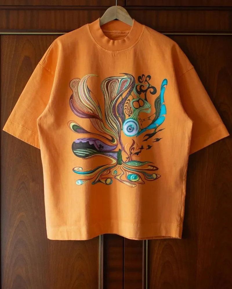 Vaporwave Aesthetic piece – Spring And Autumn Streetwear Fashion Printed Pattern Oversiz