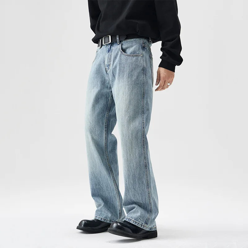 mens retro fashion high street loose casual denim micro flared pants jeans men streetwear plus size jeans trousers 28 40 urban skinny jeans