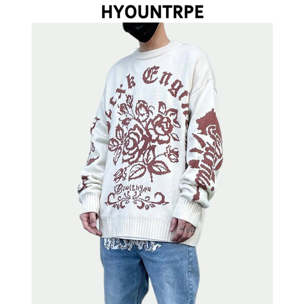 grunge pullover streetwear, modern knitwear, cozy fashion fit, stylish street outfit, modern aesthetic appeal