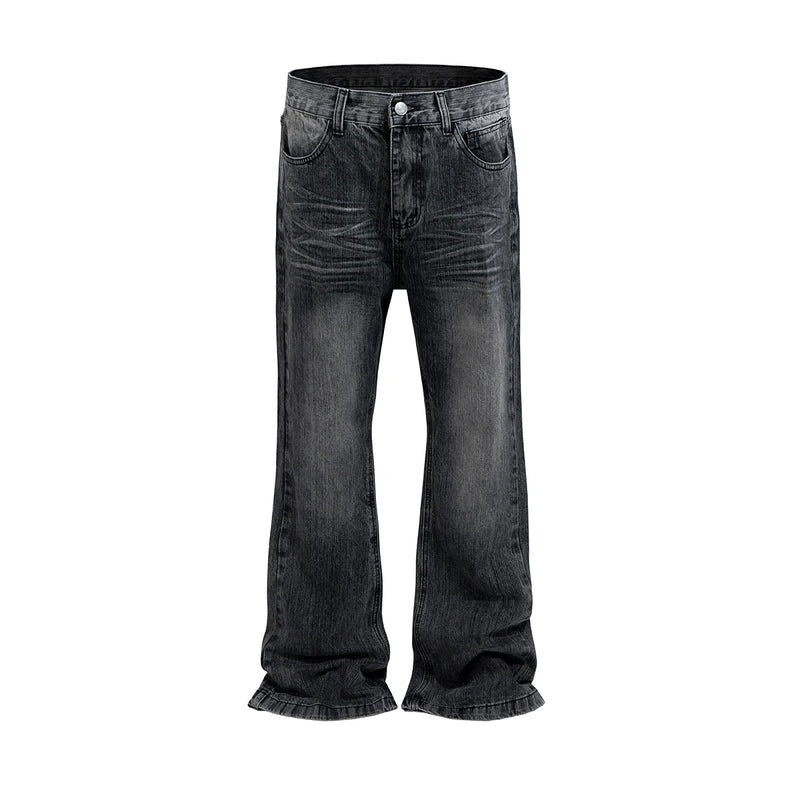 streetwear black washed ripped baggy flare jeans pants for men and women straight ropa hombre loose casual denim trousers denim street jeans