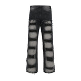 fashion distressed washed wtih moustache effect denim jean pants mens casual straight trousers streetwear hip hop joggers pants unique joggers style 2344