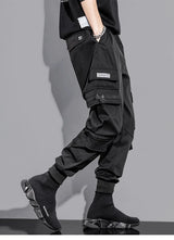 mens cargo pants elastic waist trousers with pockets streetwear hip hop loose fit ankle drawstring military sweatpants joggers unique joggers style 2528