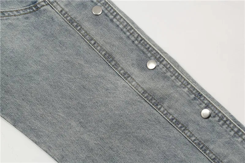 men fashion denim jeans casual bottom button open straight jeans with pockets hip hop streetwear zipper cargo joggers jean pants unique joggers style 2526