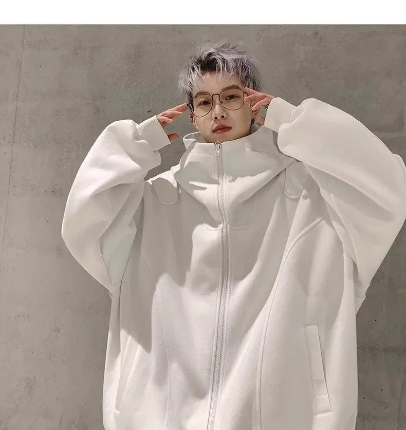 White Cardigan Sweatshirt Men 2024 Spring And Autumn New Style High En