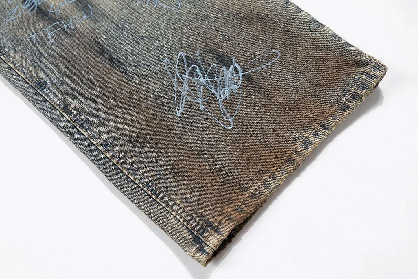 graffiti handdrawn damaged wash baggy jeans for men and women straight streetwear y2k denim trousers pantalones hombre cargos unique cargo style 1319