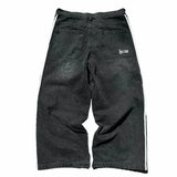 baggy jeans harajuku goth y2k jeans for men black striped new hip hop embroidered wide leg denim pants high street streetwear vintage washed jeans