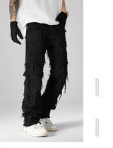 destroyed ripped pieced patchwork denim jean pants casual straight biker trousers mens fashion y2k hip hop streetwear joggers unique joggers style 533