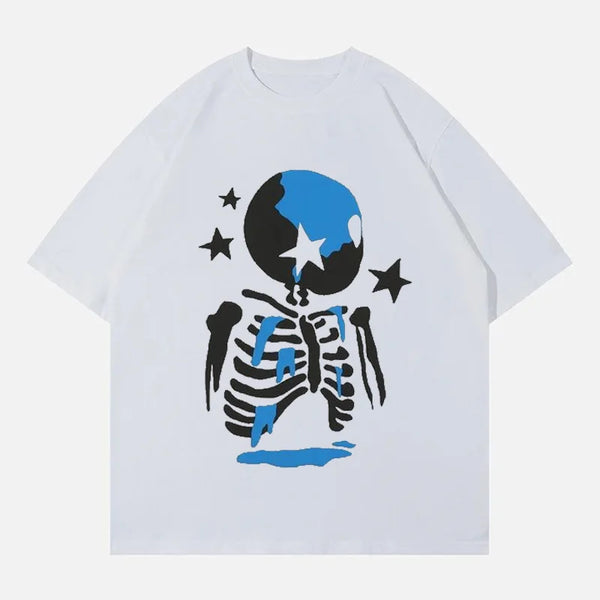 Cotton tee with retro print and faded manga love quote