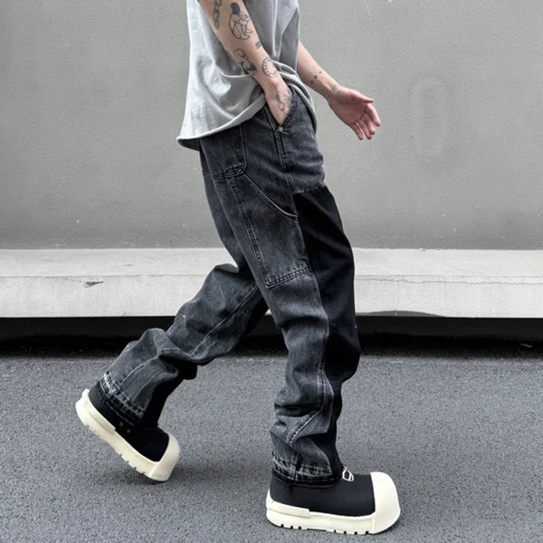 retro washed denim mens jeans pants fashion graffiti patchwork loose biker black jeans streetwear hip hop casual straight pants urban skinny jeans