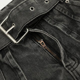 american high street vibe fashion splice jeans mens belt loose casual vintage wide leg straight denim baggy jeans pants trouser vintage washed jeans