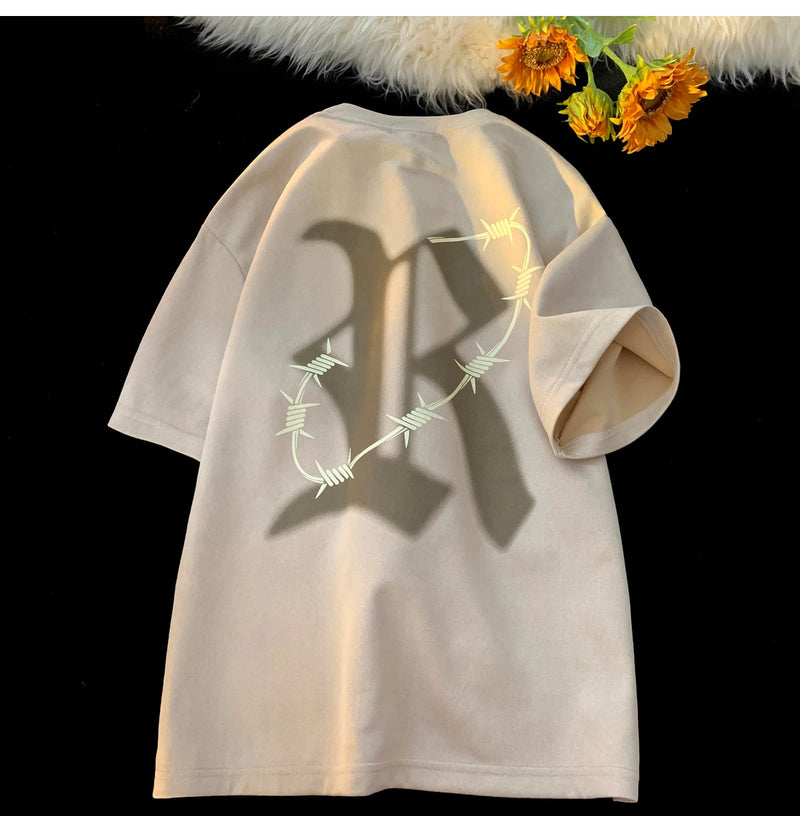 Y2k Vintage print – Trendy Street T Shirt Summer Suede T Shirt Men Fashion Lette