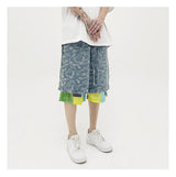 hip hop loose shorts elastic waist pants fashion patchwork half pant mens summer casual drewstring streetwear sportswear jogger unique joggers style 3435