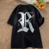 Y2k Vintage print – Trendy Street T Shirt Summer Suede T Shirt Men Fashion Lette
