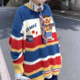 varsity flame pullover for men with bold graphic knit design, perfect for 2025 fashion, street fashion menswear trend for sea