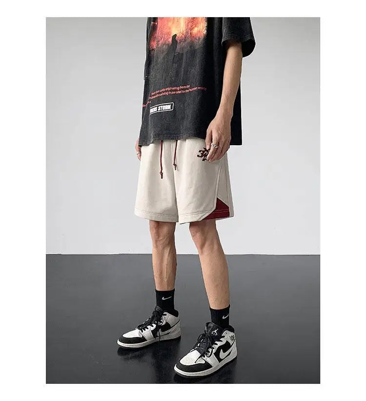 Korean fake two-piece sports basketball shorts men summer American fashion