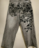 high street casual trousers punk style wide leg pants gothic classic vintage straight pantsy2k baggy letter print women jeans unique jeans style 2308