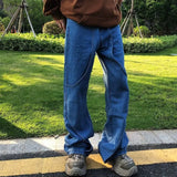 2023 cool design blue gothic baggy men jeans pants y2k clothes korean fashion women straight solid denim trousers pantalon homme urban skinny jeans