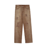 rainbowtouches men washed jeans vintage high street khaki gradient fashion trends jeans loose straight long pant casual pants unique jeans style 4080