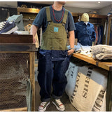 2023 summer cargo overalls pants men patchwork denim jumpsuits loose work pants solid color casual streetwear cargo trousers unique cargo style 4506