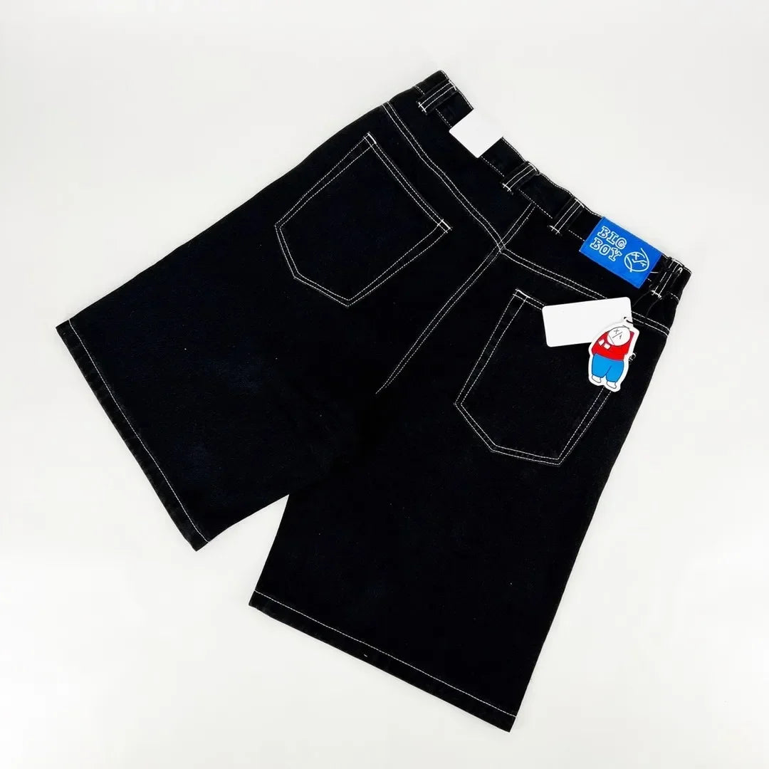 Hip Hop Jeans Retro Y2k Big Boy Embroidery Cartoon Graphic Streetwear Denim Shorts Baggy Harajuku Gym Basketball Shorts Men