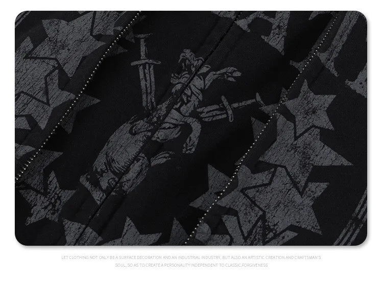 Urban hacker hoodie with dystopian-style artwork