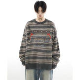 grunge fire sweater, streetwear drip, cozy knitwear for men, oversized grunge aesthetic winter top