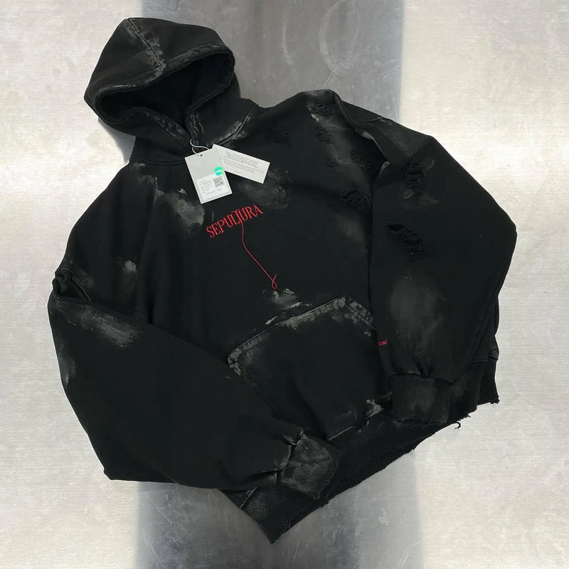 Y2K chrome print featuring new 2023 luxury men undermycar wash old holes gentleman hoodies hoody hooded sweatshirts velvet thicken hip size 1 2 3 4 559