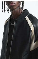 Spring And Autumn Men's Leather Jacket Coat American Baseball Suit Stitching Leather Jacket