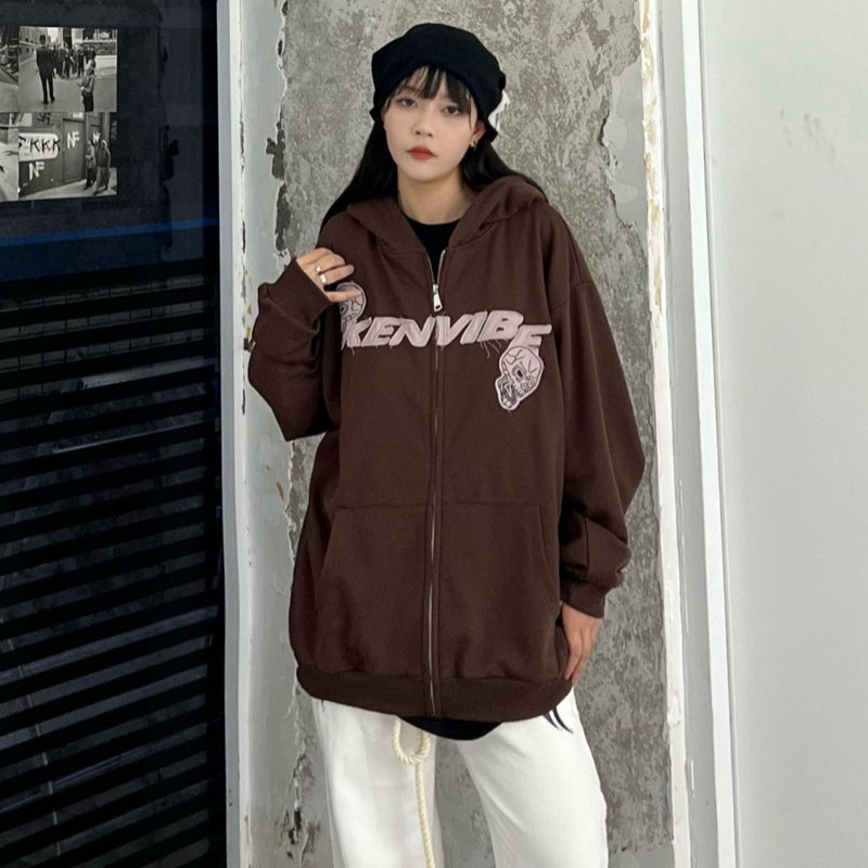 Glitchcore Fashion – Fashion Skull Embroidery Hoodies Pullover Hooded – Streetwear Fashion for Men & Women
