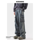 american spring and autumn street trendy personalized work clothes jeans for couples loose retro straight leg casual pants y2k denim street jeans