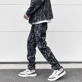 harajuku irregular scratched ripped holes denim jeans men zipper jeans hip hop streetwear new casual slim fit joggers jean pants unique joggers style 968