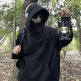 Trendy American High Collar Hooded Storm Sweatshirt For Men Women High