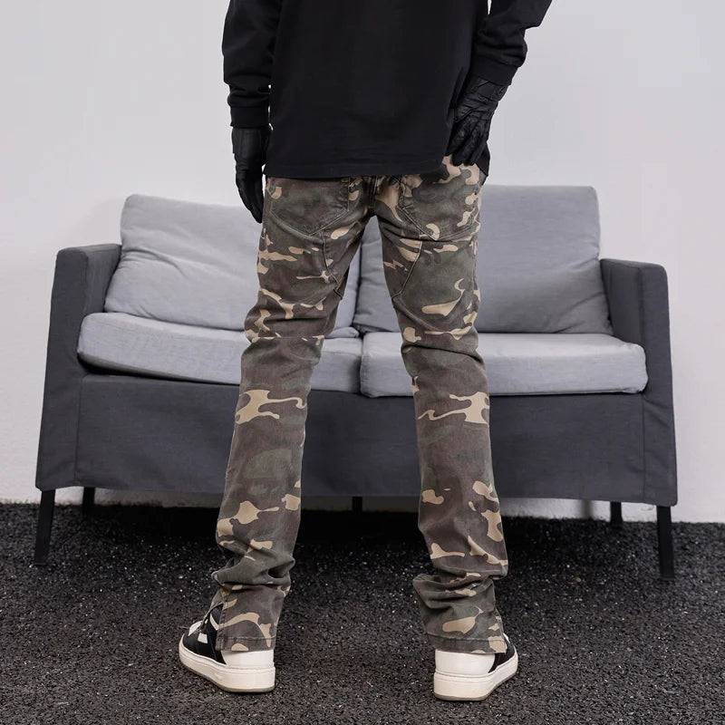 mens hip hop streetwear denim pants fashion camouflage pants 2023 harajuku cotton zipper joggers slim fit jeans trousers pants urban active pants