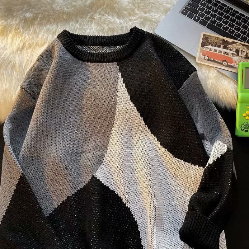 oversized knit pullover, fall/winter fashion, soft knit pullover with flame design, y2k fashion statement