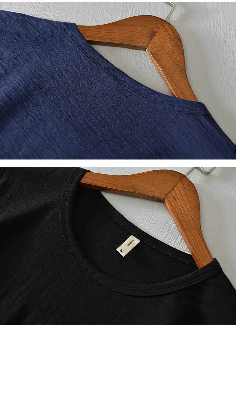 Summer Short Sleeved Men'S Thin Section Casual All Match Loose Cotton Breathable Round Neck Solid Color Bottoming Shirt