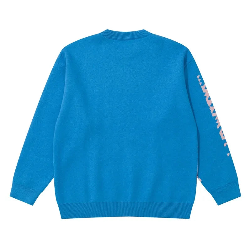 mens knitted sweater fashion pixel abstraction human face pullovers casual o neck unisex harajuku streetwear loose knit jumpers - trendy hip hop fashion hoodie, 2025 streetwear drop, bold artwork streetwear hoodie