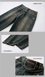mens streetwear fashion loose casual plus size straight wide leg denim baggy jeans pants boyfriend jeans trousers unique jeans style 2936