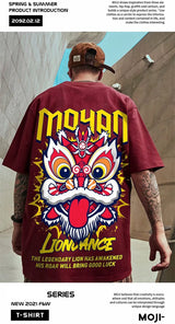 Glitchcore Angelcore design – Lion Dance Funny Graphic Men T Shirts Printed 2025 Summer Hi