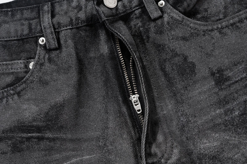 high street hand brushed glue sparkling baggy flare jeans for men y2k pantalones hombre leather pants oversized denim trousers 3 unique jeans style 1336