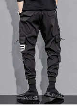 mens cargo pants elastic waist trousers with pockets streetwear hip hop loose fit ankle drawstring military sweatpants joggers unique joggers style 2532