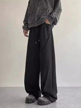 autumn mens high street pleated straight pants korean fashion elastic waist pockets trousers y2k vintage pantalones hombre unique default style 738