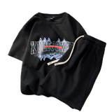 Sadcore Chrome logo – Stylish New Suede Short Sets Hip Hop Street Letter Printing