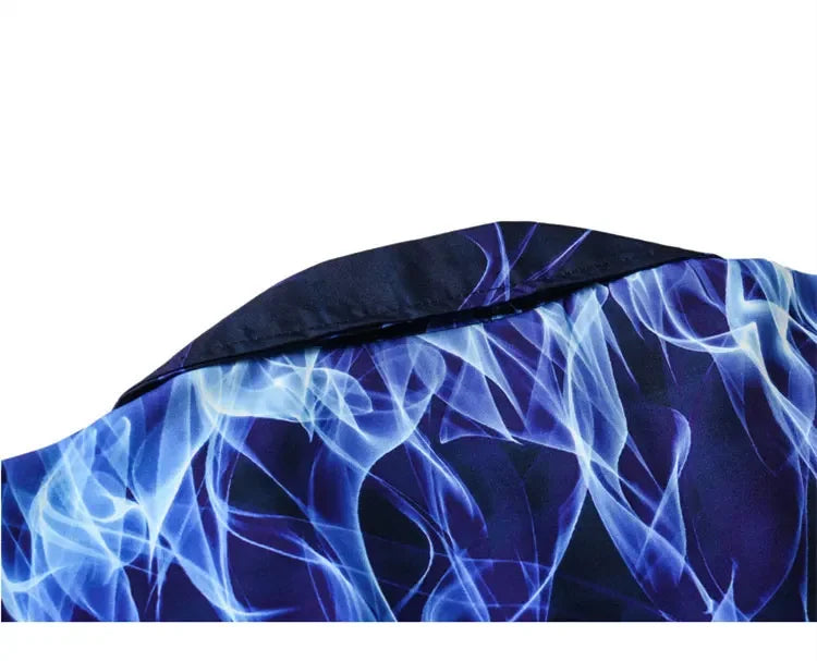 Dark Icon Blue Flame Polo Shirt Men Summer Light Weight Material Hawaiian Shirts Streetwear Men's Shirt