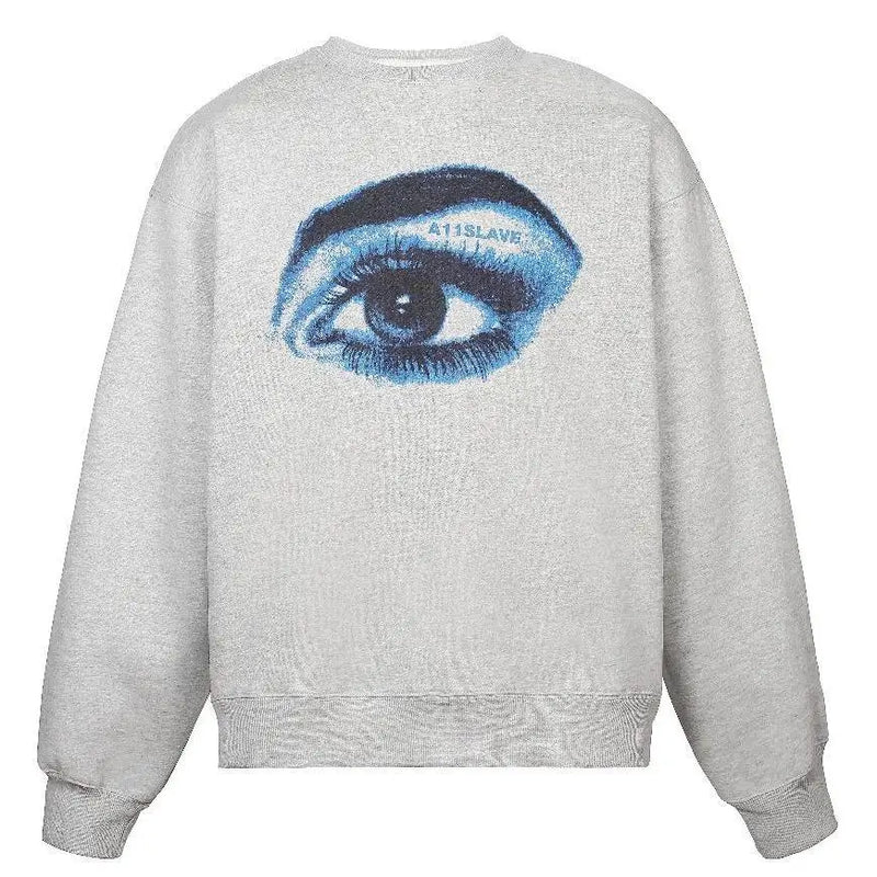 Trendy Korean Style Personalized Eye Print Round Neck Sweatshirt Men and Women Autumn and Winter Y2K High Street Hip-hop Tops