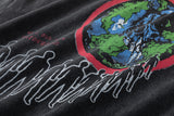 Retro Vintage Metal Rock Band T-Shirt Portrait High-Street Washed Distressed Cotton Tops T-Shirt For Summer