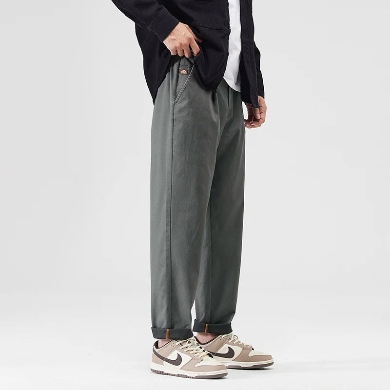 japanese casual pants mens spring autumn loose fashion solid color simple elastic waist sports pants man harem trousers relaxed fit trousers